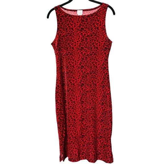 Forever 21 Vintage Y2K Red Leopard Velvet Dress (Made in USA) - Picture 1 of 6
